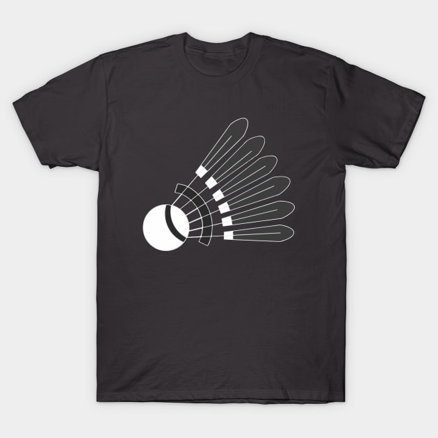 Badminton Player Feathered Badminton Shuttlecock (Black) Shuttles T-Shirt by Mochabonk